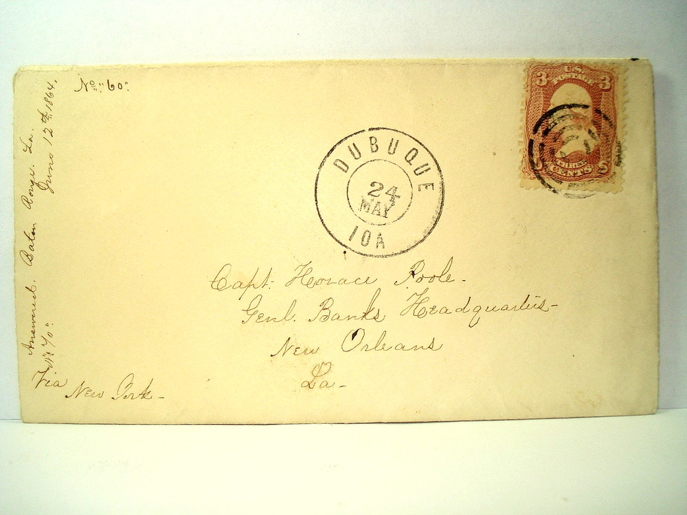 Civil War 21ST IOWA INFANTRY REGIMENT Cover CAPTAIN HORACE POOLE BATON ROUGE LA