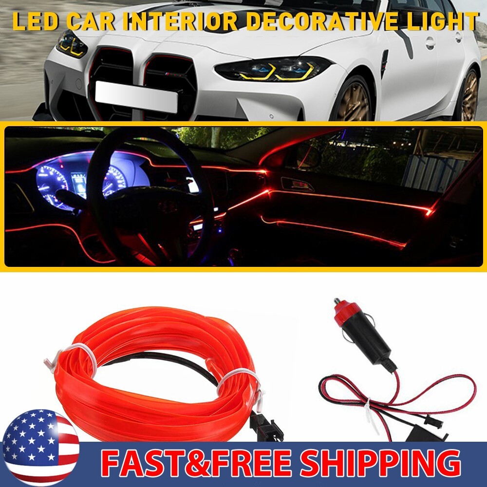 2M LED Car Interior Atmosphere Decorative Wire Strip Light Lamp Accessories D