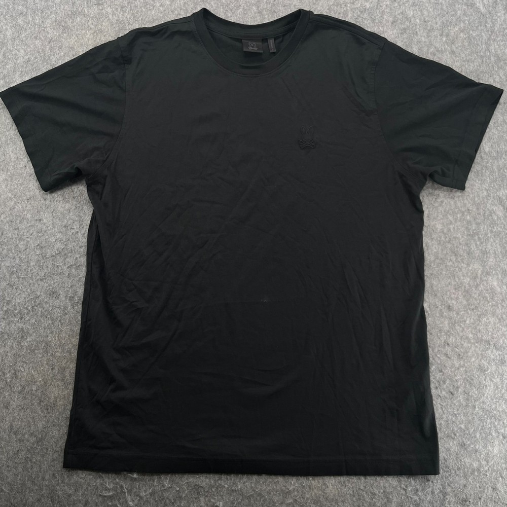 Psycho Bunny Shirt Black Short Sleeve Embroidered Logo 6 Crew Neck