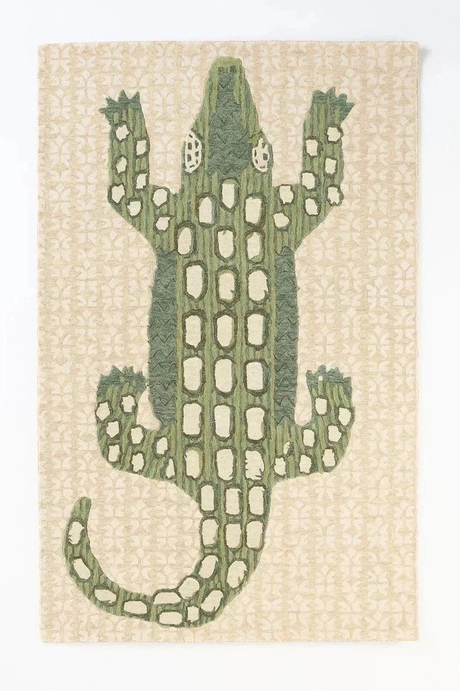 Anthropologie Alligator Handmade Tufted Wool Area Rug
