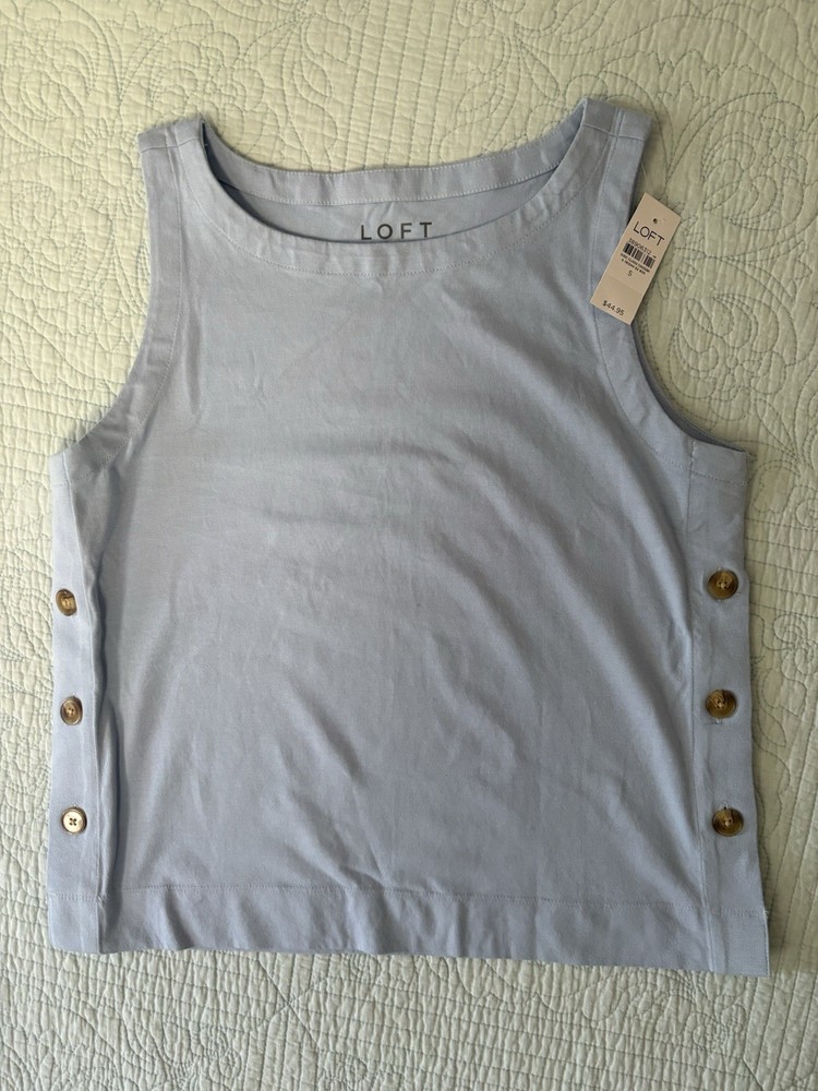 Loft New With Tags Women’s Size Small Light Blue Sleeveless with Side Buttons