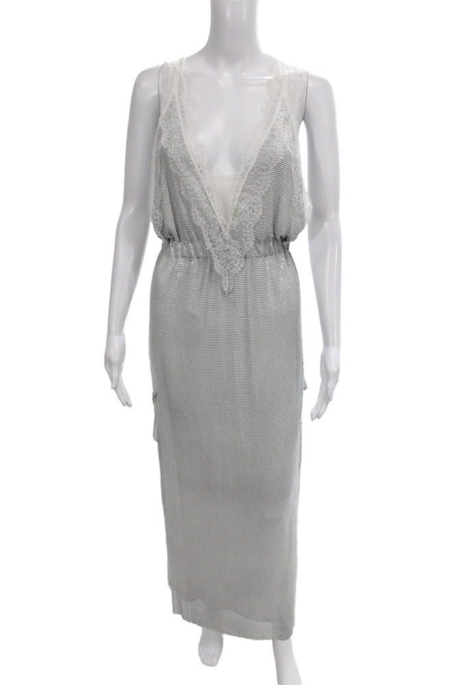 Christopher Kane Womens Slip Maxi Dress Gray V-Neck Sleeveless Zip Size SFree Shipping in US $100+ Orders | $6.95 Orders Below