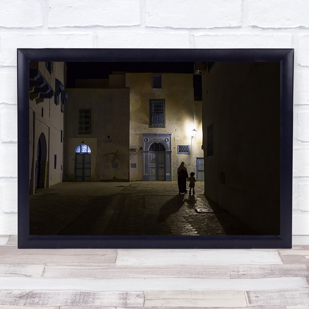 A Quiet Evening Tunisia Street Mother Child Holding Hands Love Art Print