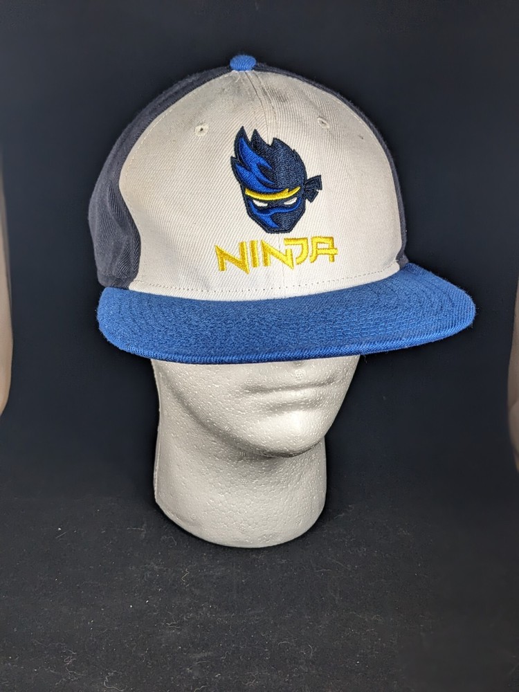 Team Ninja Logo Snapback Brimmed Hat - Blue/White