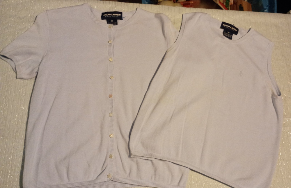 Vintage Ralph Lauren Polo Golf Twin Set - Blue Knit Cardigan & Shell Size M