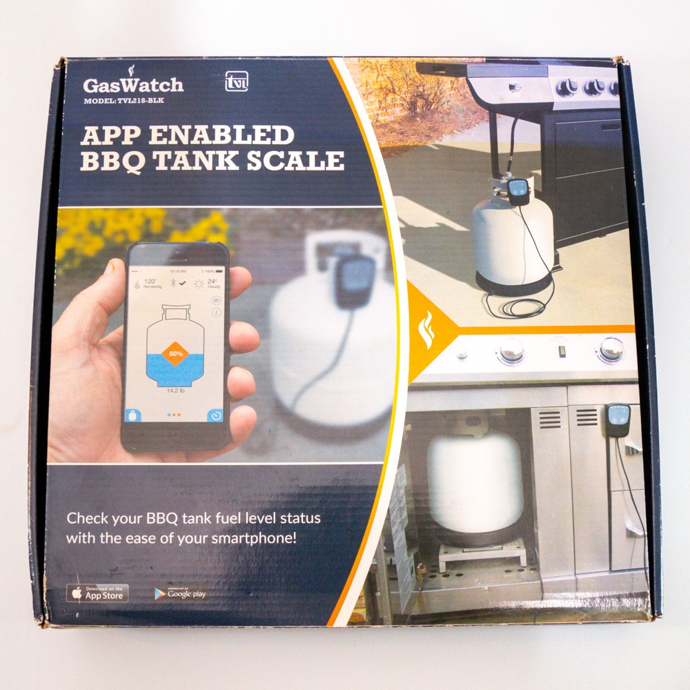 Gas Watch APP-Enabled Smart BBQ Propane Tank Scale TVL218-BLK Precision Monitoring