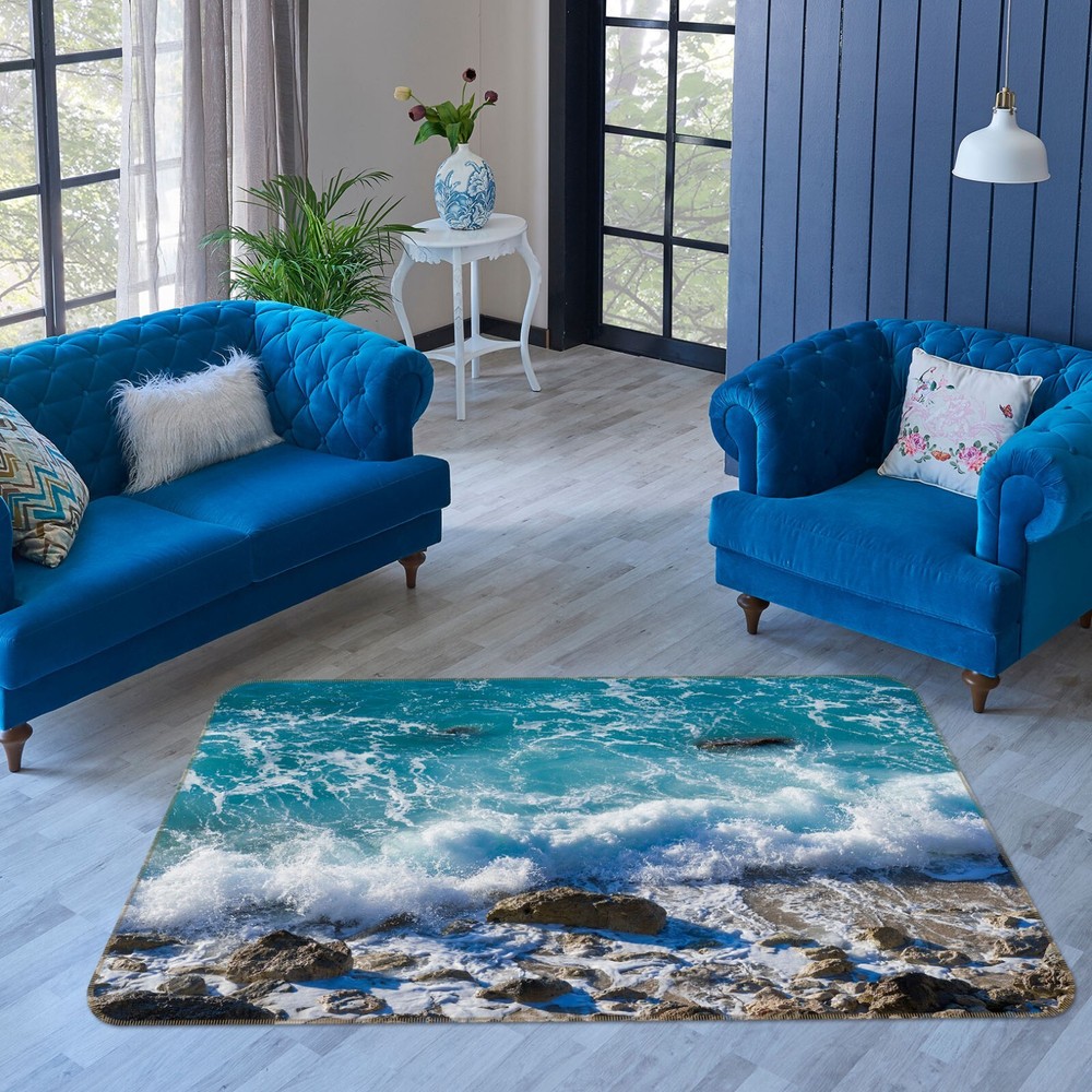 3D Waves Stone ZHUC2374 Game Non Slip Carpet Mat Photo Carpet Amy