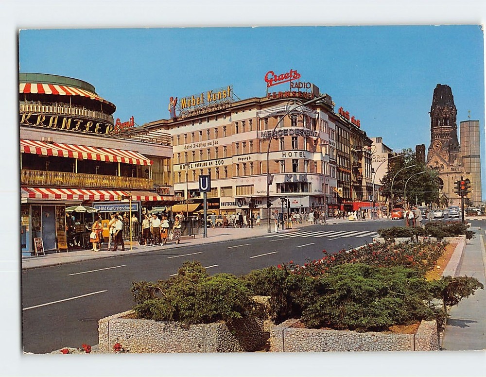 Postcard Berlin Germany Kurfürstendamm Kaiser Wilhelm Memorial Church Vintage
