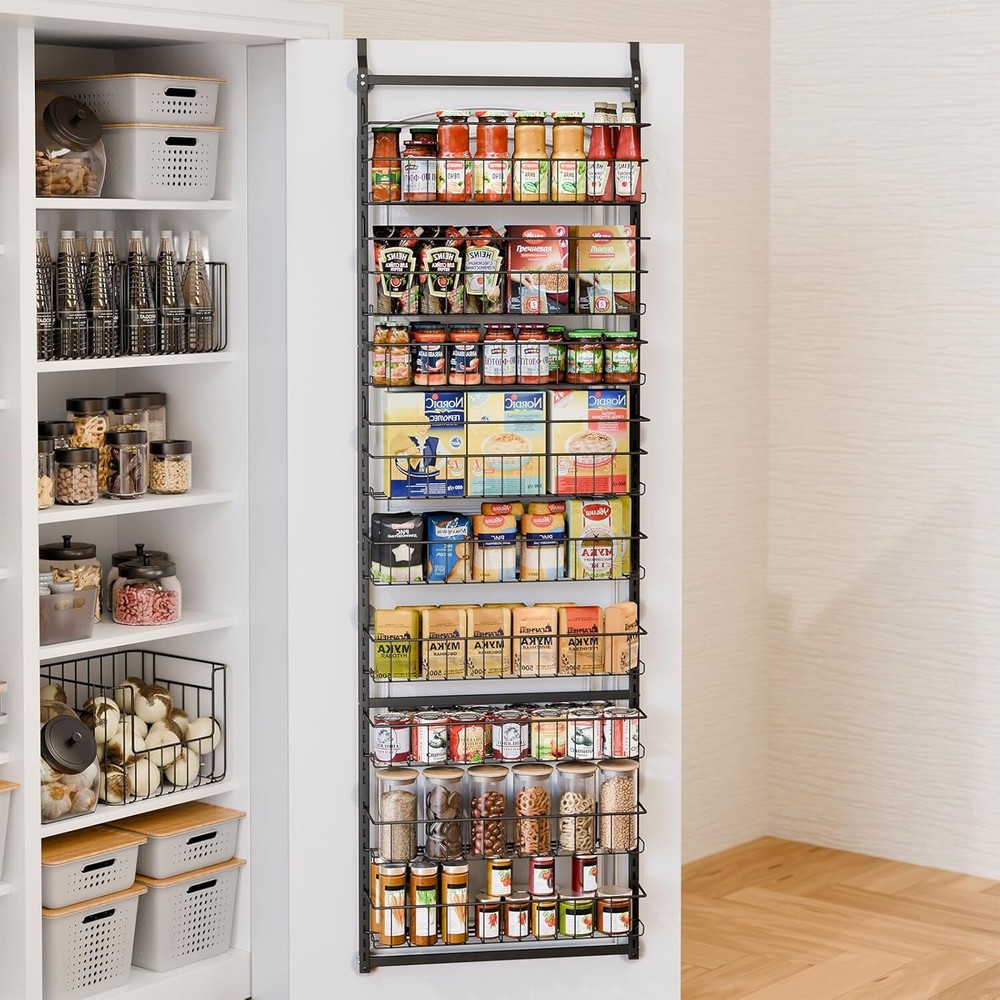 9-Tier Over Door Metal Spice Rack Pantry Organizer Storage Shelves