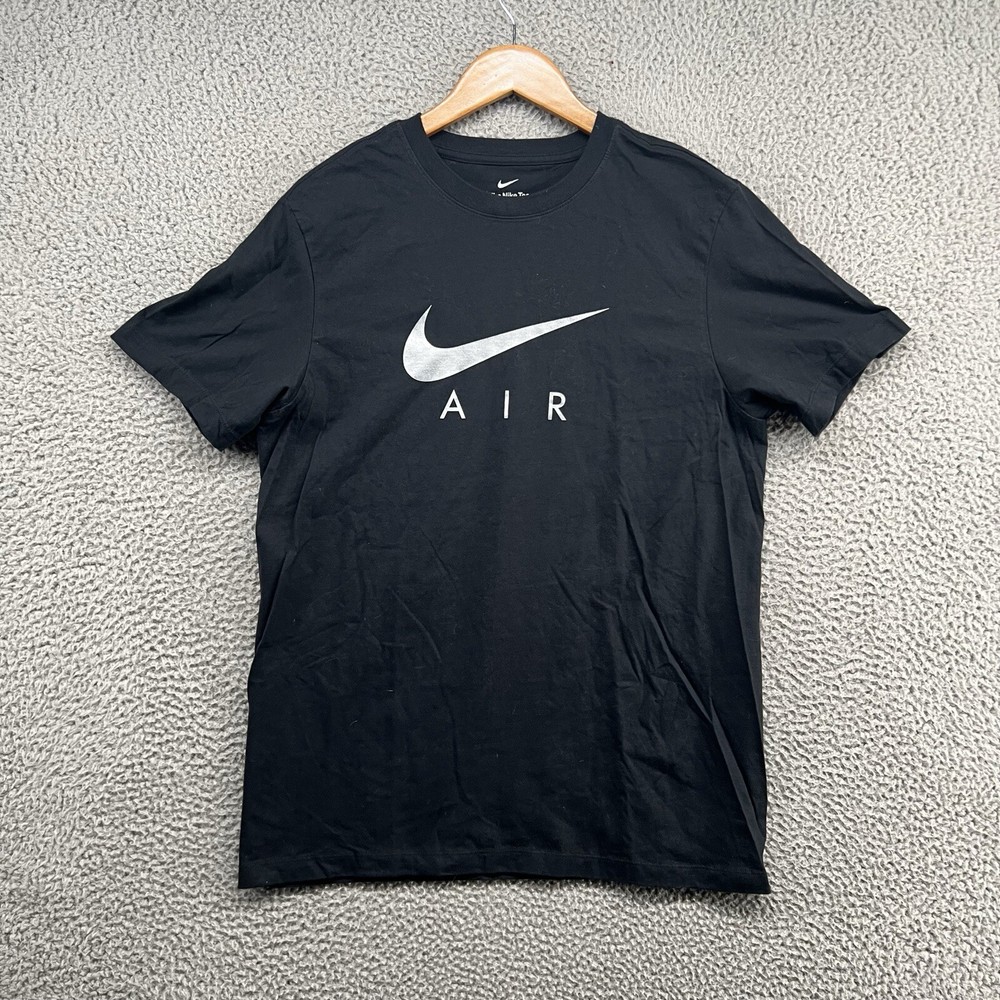 Nike Shirt Mens Medium Black Graphic T Swoosh Logo Athletic Sportswear USA Adult