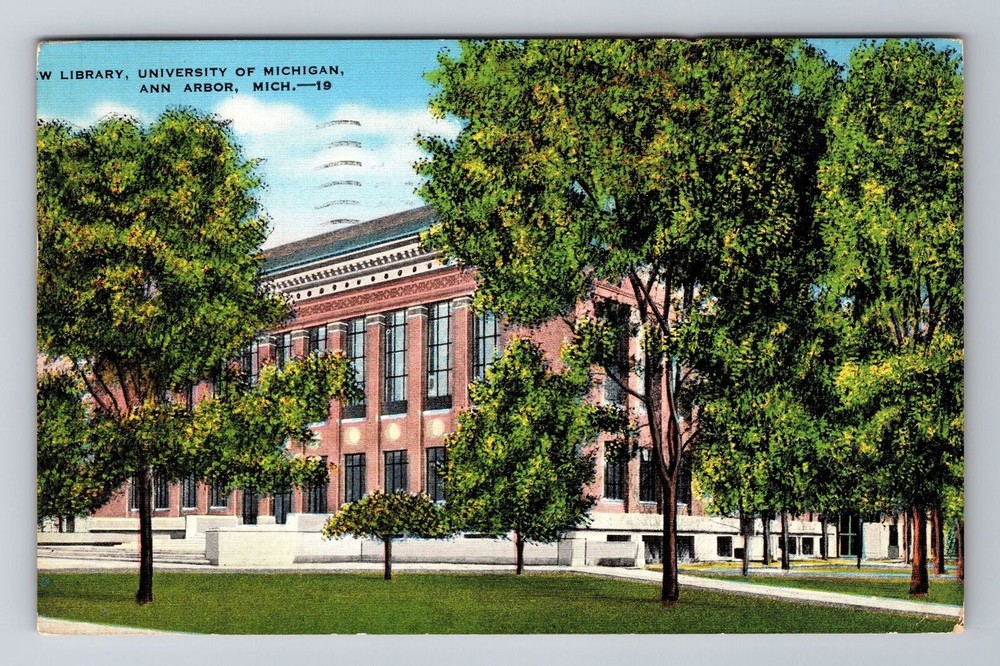 Ann Arbor MI- Michigan, Library, University Of Michigan, Vintage c1945 Postcard