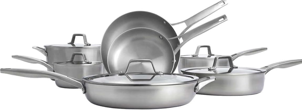 Calphalon Premier 11 Piece Stainless Steel Cookware Set, Mostly New, Please read