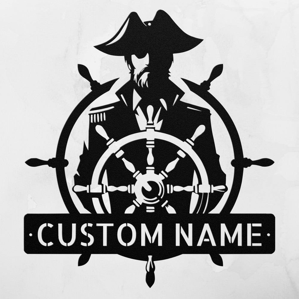 Custom Pirate Ship Captain Wheel Metal Sign Nautical Decor Wall Art Gift