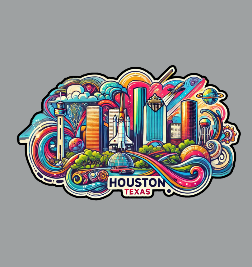 Houston TX Skyline Laptop Decal - Durable Vinyl Sticker