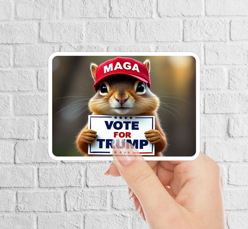 NEW - MAGA Vote For Trump 2024 Sticker - Peanut Squirrel AI -  3.5 x 2.8 INCHES