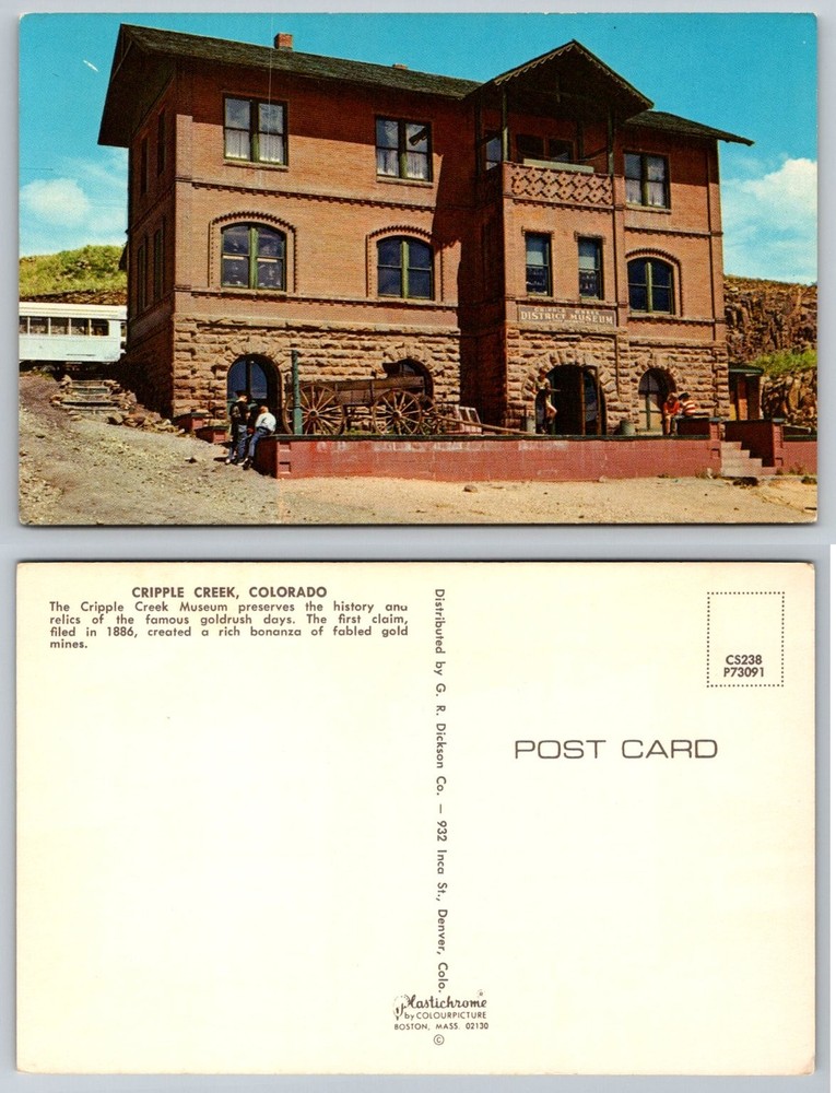 Cripple Creek Colorado District Museum Gold Rush Plastichrome Postcard