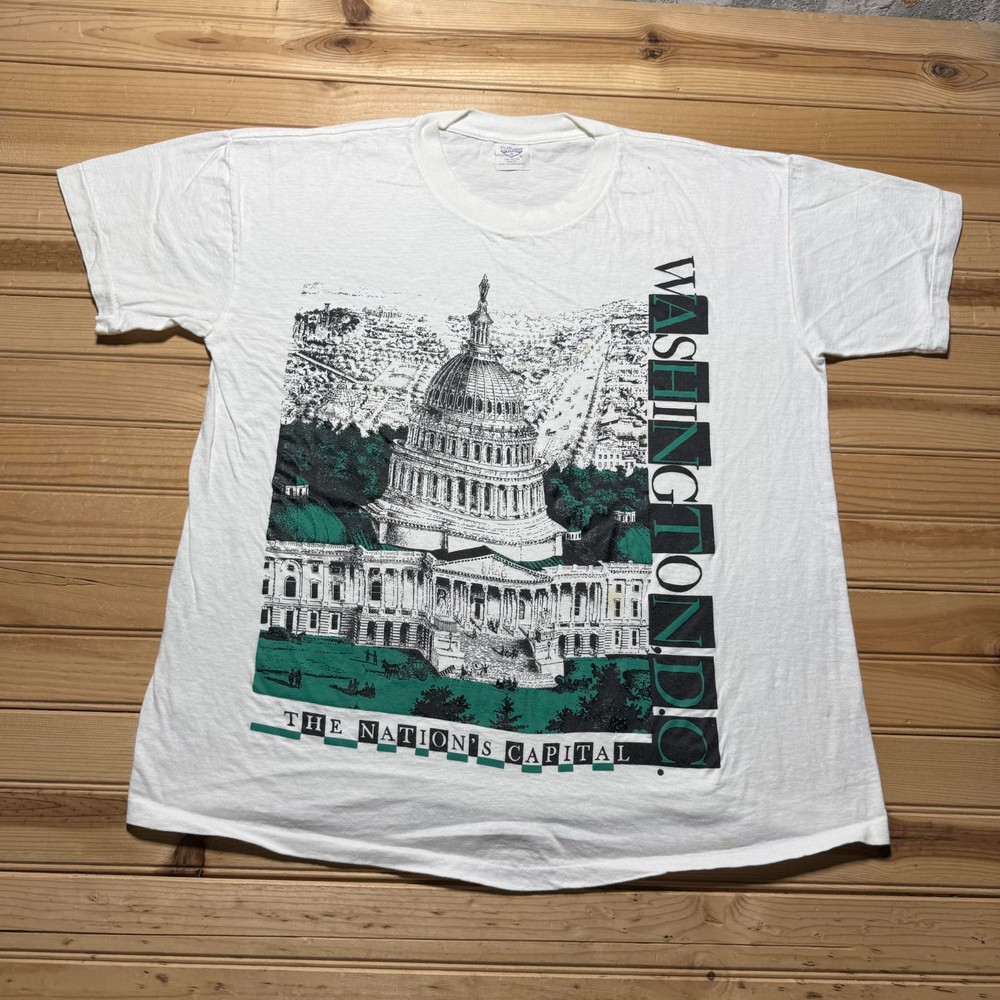 Vintage 90s Washington D.C. The Nation's Capital Graphic Souvenir T-Shirt - XL