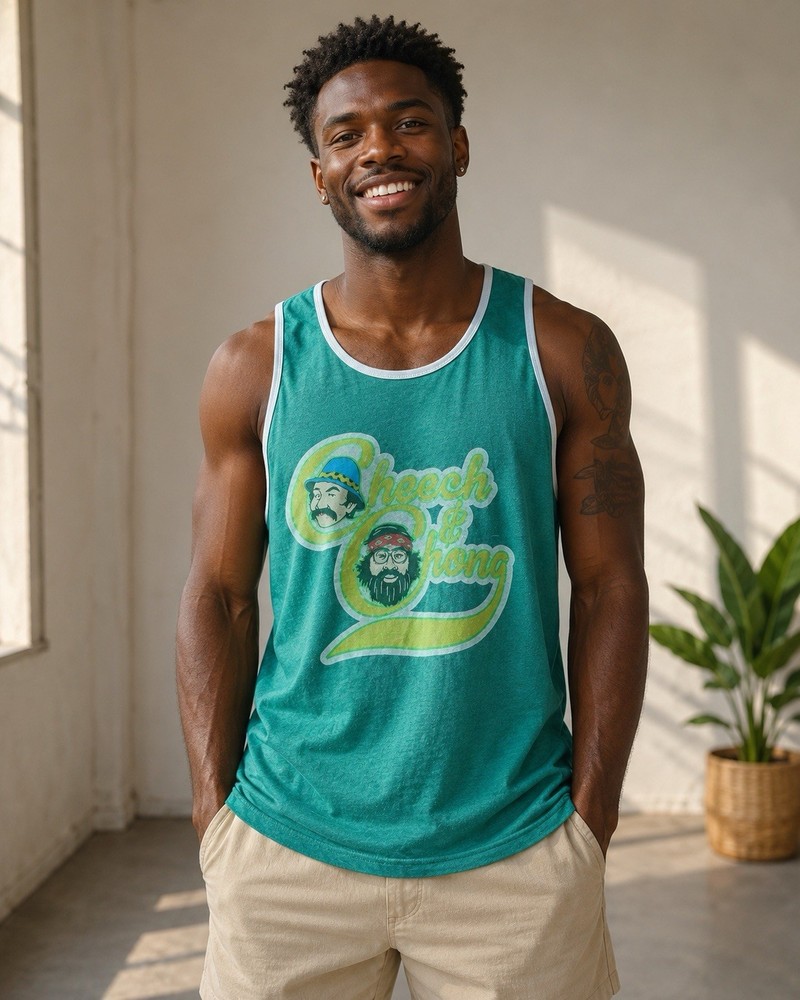 Vintage Cheech & Chong Graphic Tank Top Green Sleeveless Shirt Men’s Xxl