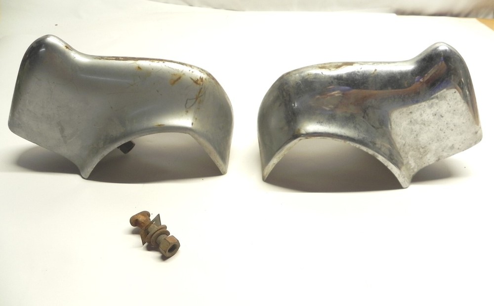 Vintage 1948-1949 Cadillac Rear Bumper Guards Pair Bumperettes One With Dent Used