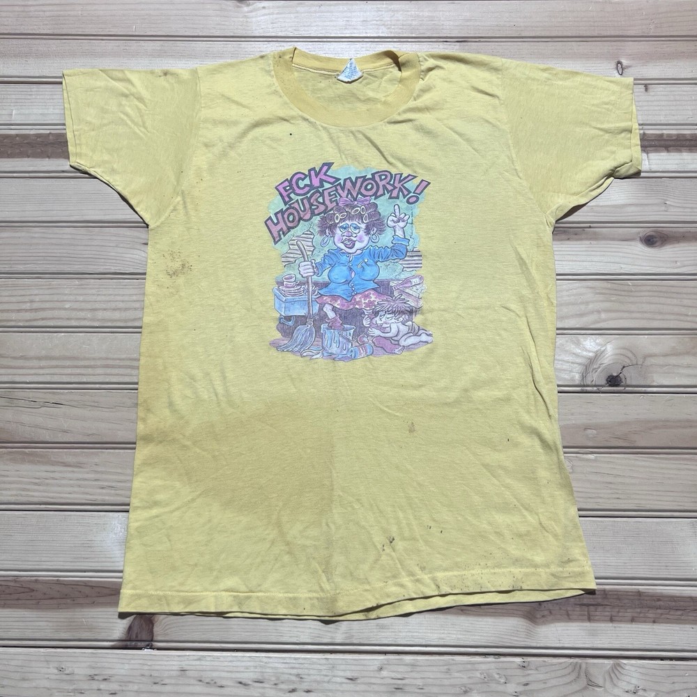 Vintage 1976 Queens New York Design - FCK Housework - Cartoon Shirt - Size Large
