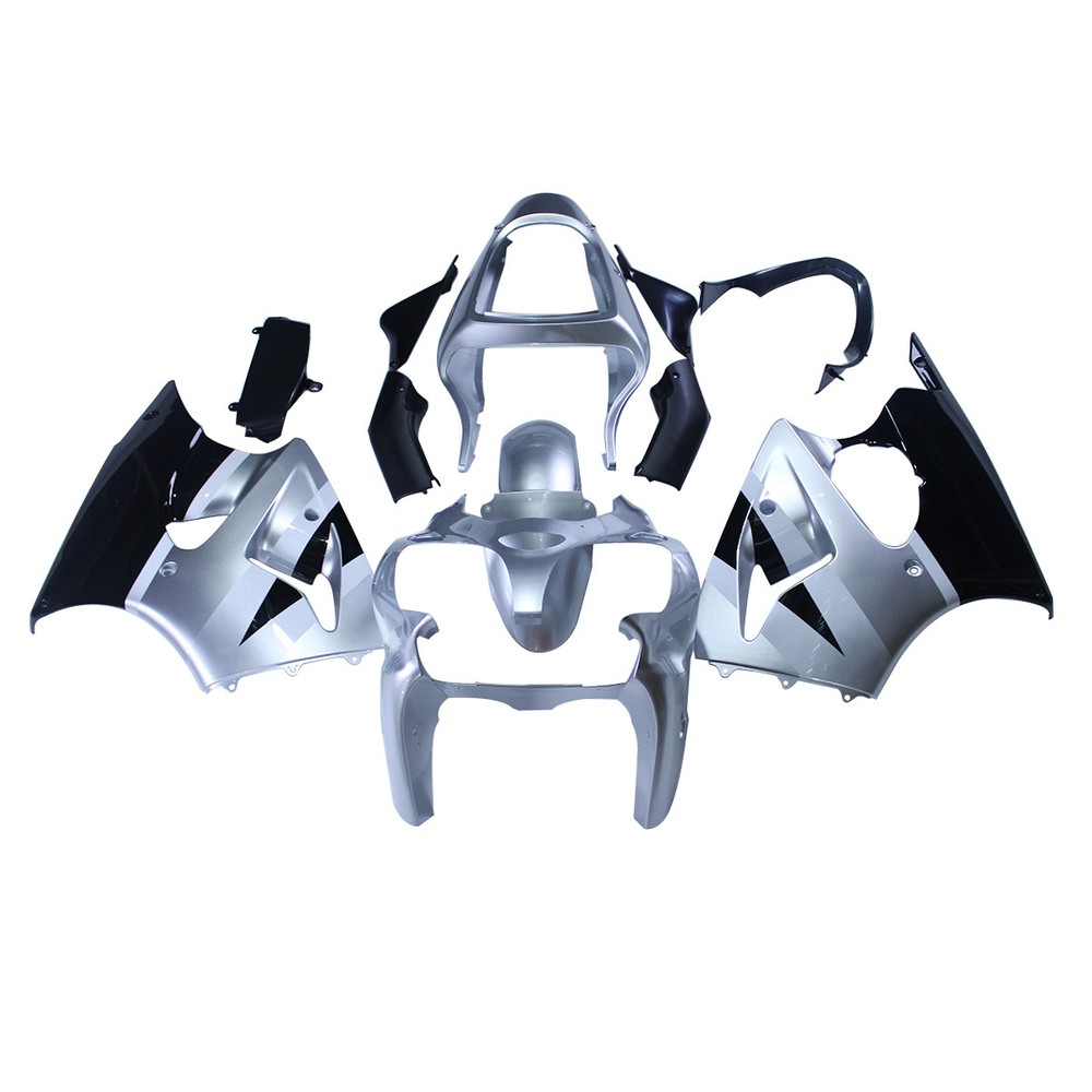 Silver Black Bodywork Kit for Kawasaki Ninja ZX6R 2000 01 2002 Plastic Fairings