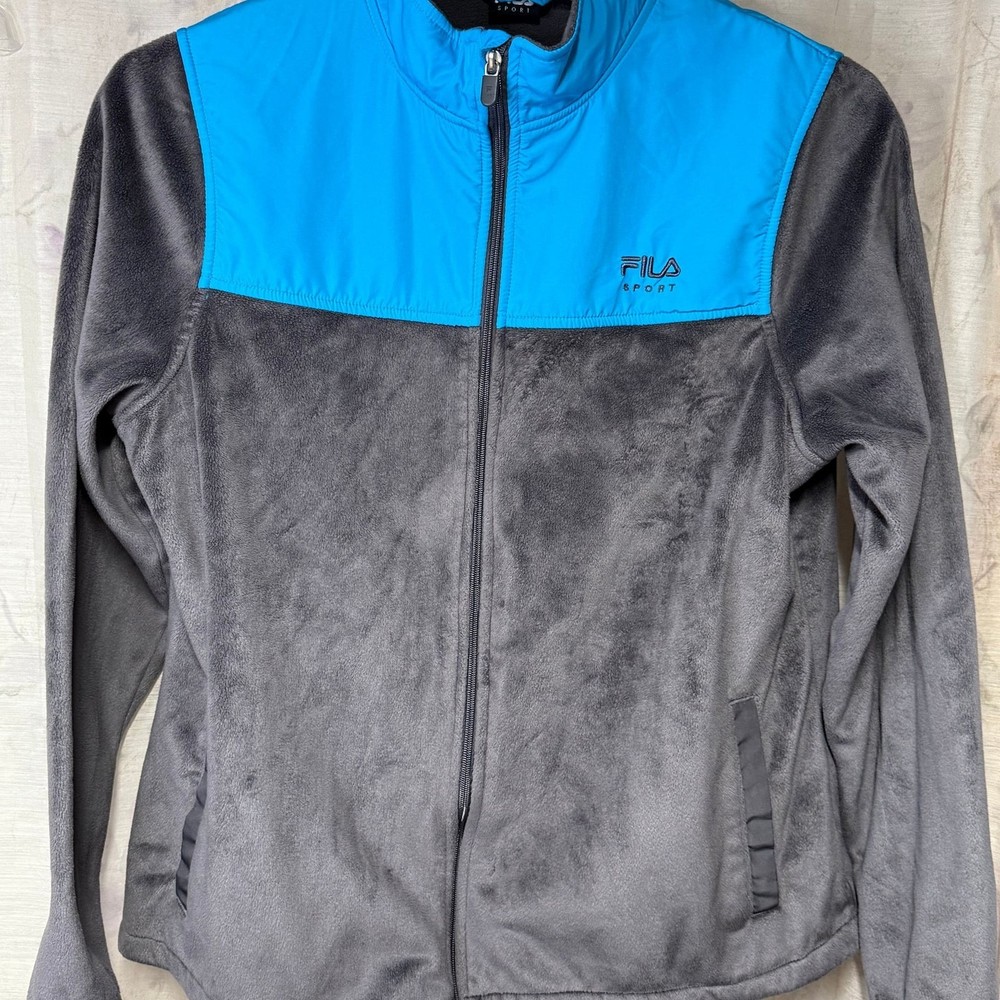 FILA Sport Women's Pullover Full Zip with Hand Pocket Hoodie, Gray, Size Large