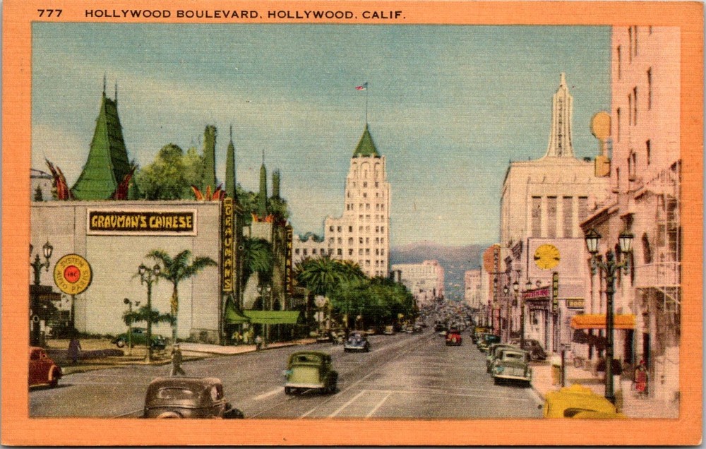 Dr Jim Stamps Postcard Hollywood Boulevard California Linen