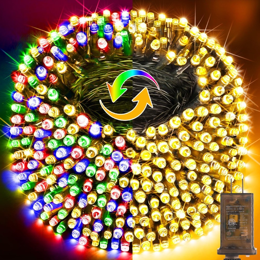KNONEW 403ft 1000 LED Color Changing Christmas Lights Outdoor Waterproof String Lights with Remote