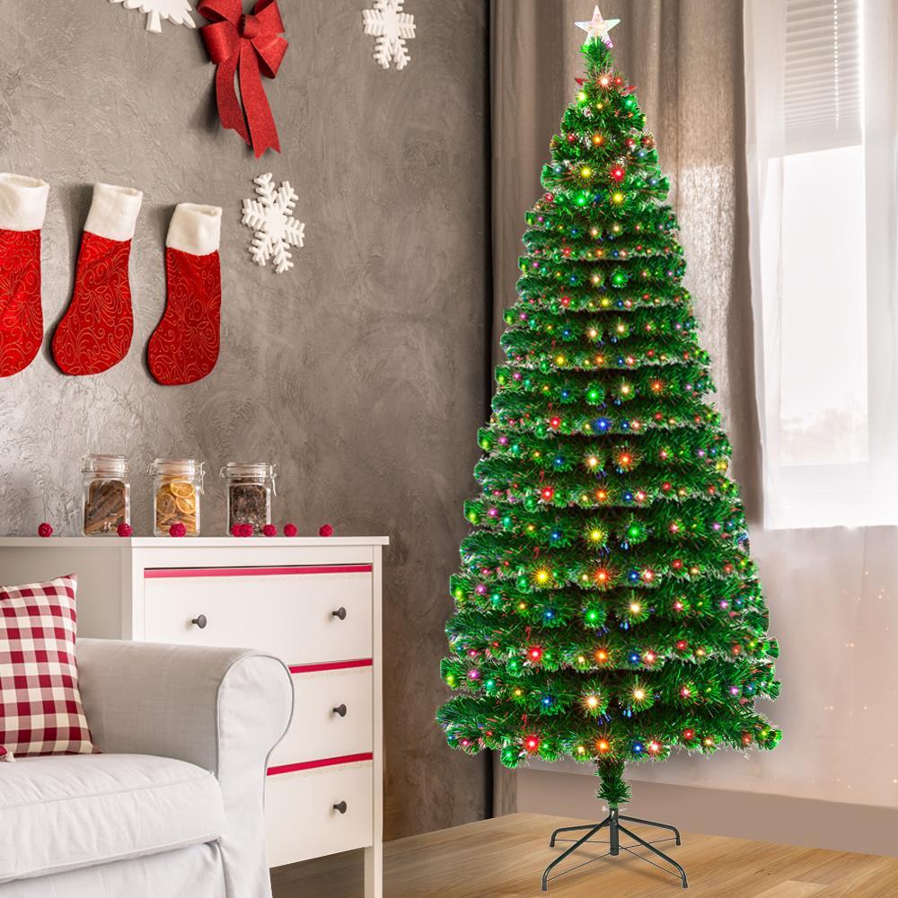 7.5ft Pre-Lit Hinged Artificial Christmas Tree for Indoor and Outdoor Holiday Decor