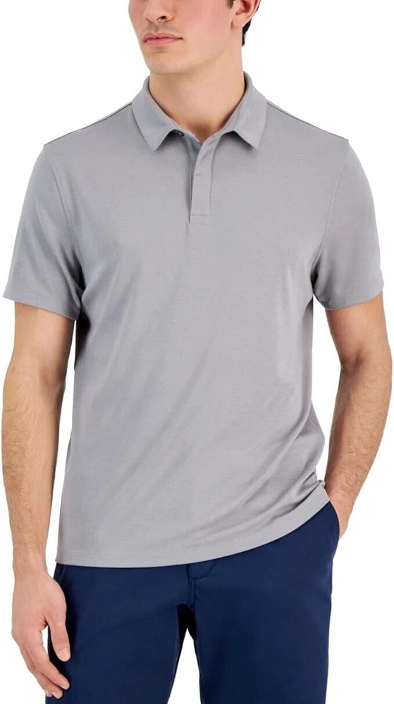 Alfani Men's AlfaTech Stretch Solid Polo Shirt Storm Gray,  XXL