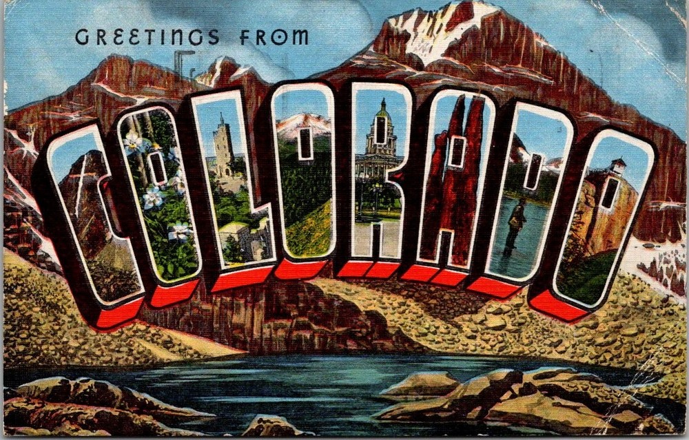 Greetings From Colorado Large Letter Linen Postcard E.C. Kropp Co.