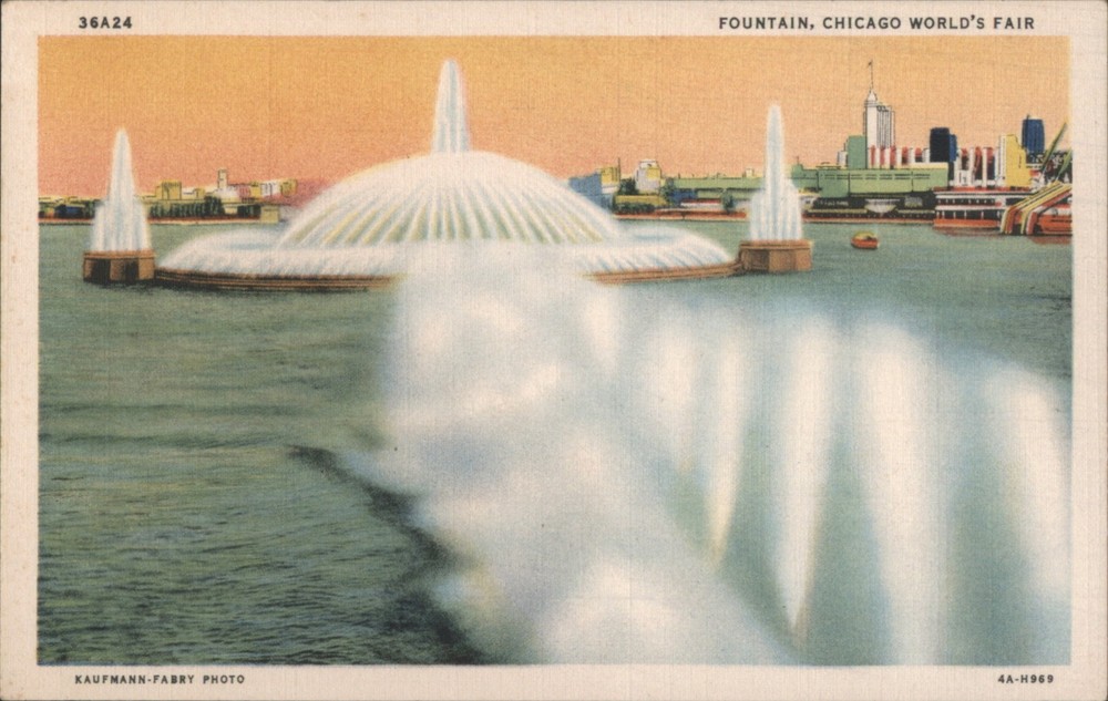 Kaufmann-Fabry Photo Chicago, Illinois IL Fountain, Chicago World's Fair Teich