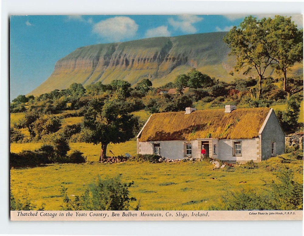 Postcard Thatched Cottage In The Yeats Country Ben Bulben Mountain Ireland