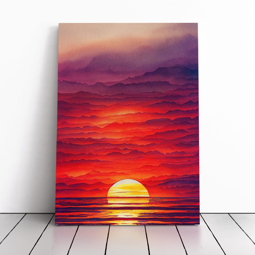An Exotic Ocean Sunset Canvas Wall Art Print Framed Picture Home Office Decor