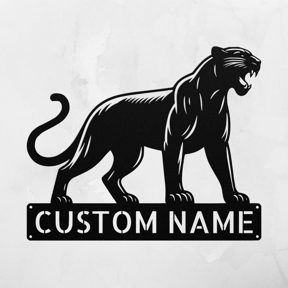 Custom Panther Metal Wall Art Personalized Home Decor Signs Family Name Gifts