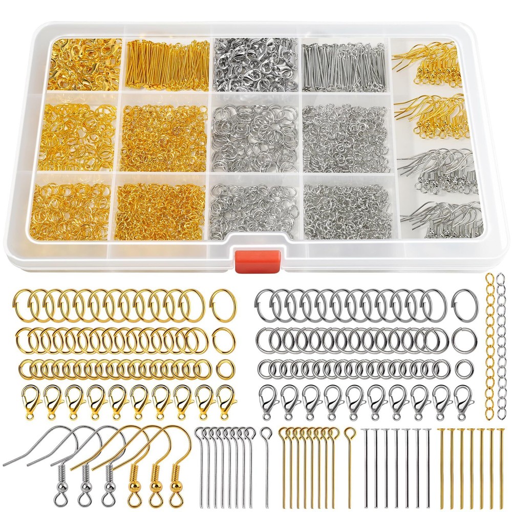 1200PCS Silver Jump Rings for Jewelry Making - Hooks, Chains & Earrings DIY Kit