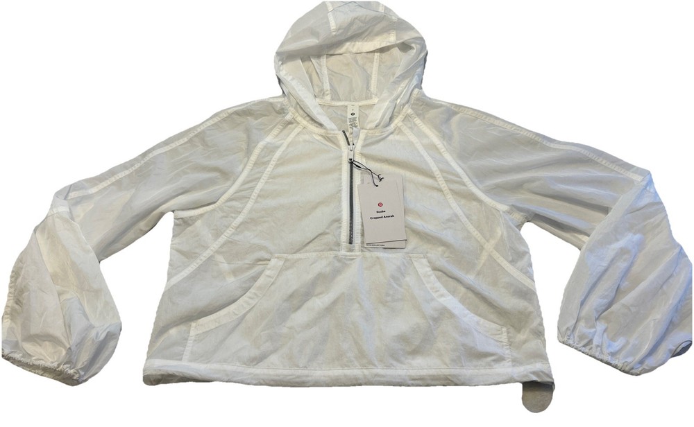 Lululemon Jacket Women’s Size 8 White Scuba Cropped Anorak New NWT Lightweight