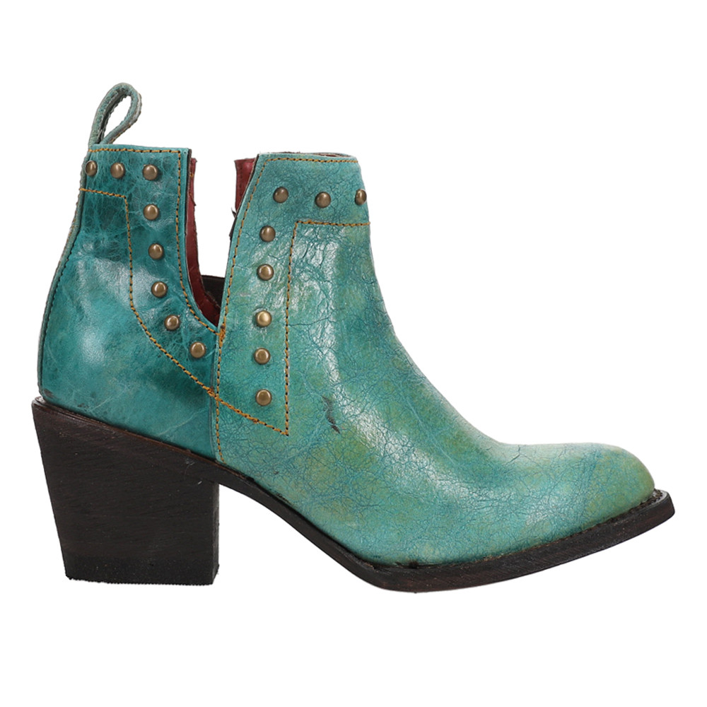 Ferrini Stella Studded Blue Cowboy Booties for Women Round Toe Casual 61014-5