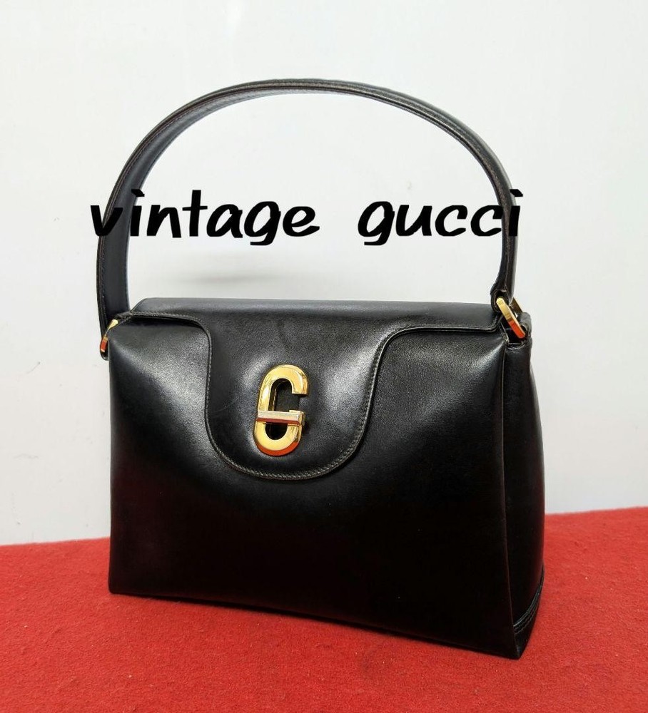 GUCCI Black Leather Handle Bag Authentic G06243507
