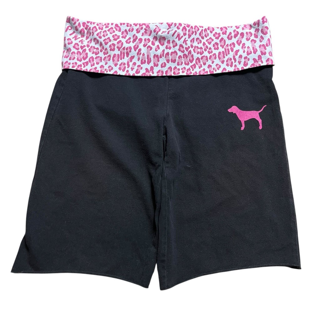 Y2K Victoria's Secret PINK Foldover Yoga Shorts Size Small Pink Cheetah 2010s