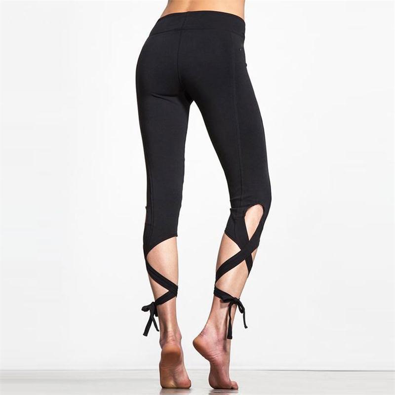 Women's High Waist Cross Bandage Yoga Pants - Ballerina Fitness Leggings