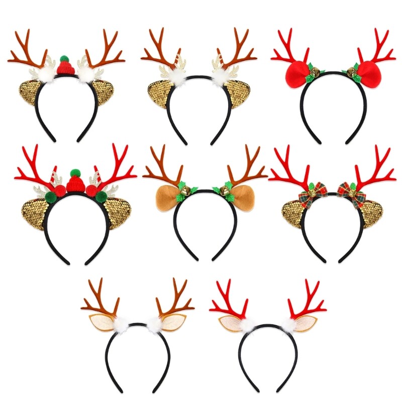 Reindeer Antler Headband for Christmas Party Soft Antlers Headwears Charm