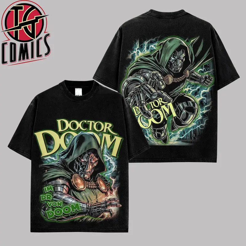 Retro Doctor Doom Graphic Premium Cotton T-Shirt (Made In US), Doom MCU Comic Gr