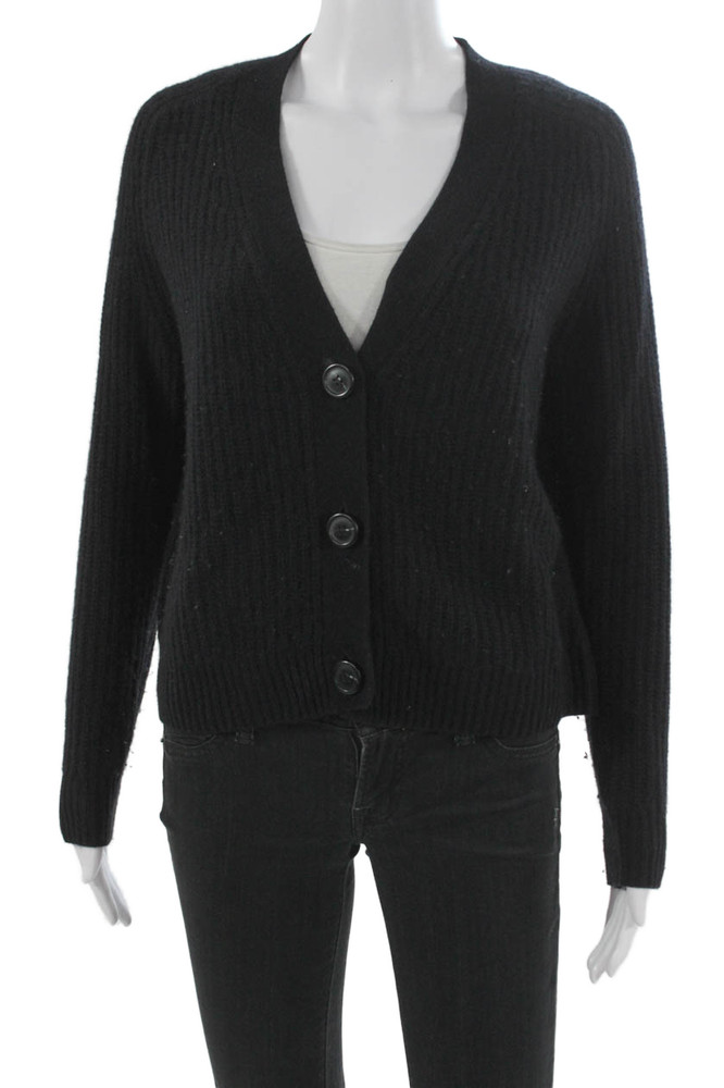 C by Bloomingdales Womens Cashmere V Neck Cardigan Black Long Sleeve Size XSFree Shipping in US $100+ Orders | $6.95 Orders Below