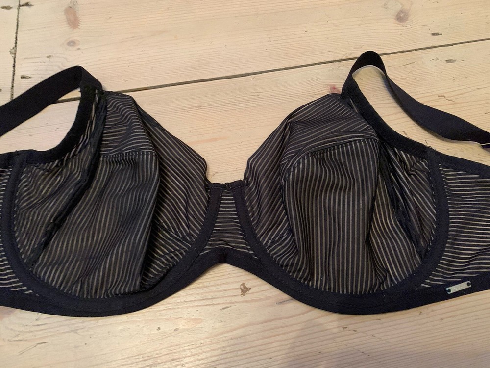 Gisela 40D Bra Full Coverage Black Underwired 2 Layers Stripe Beautiful