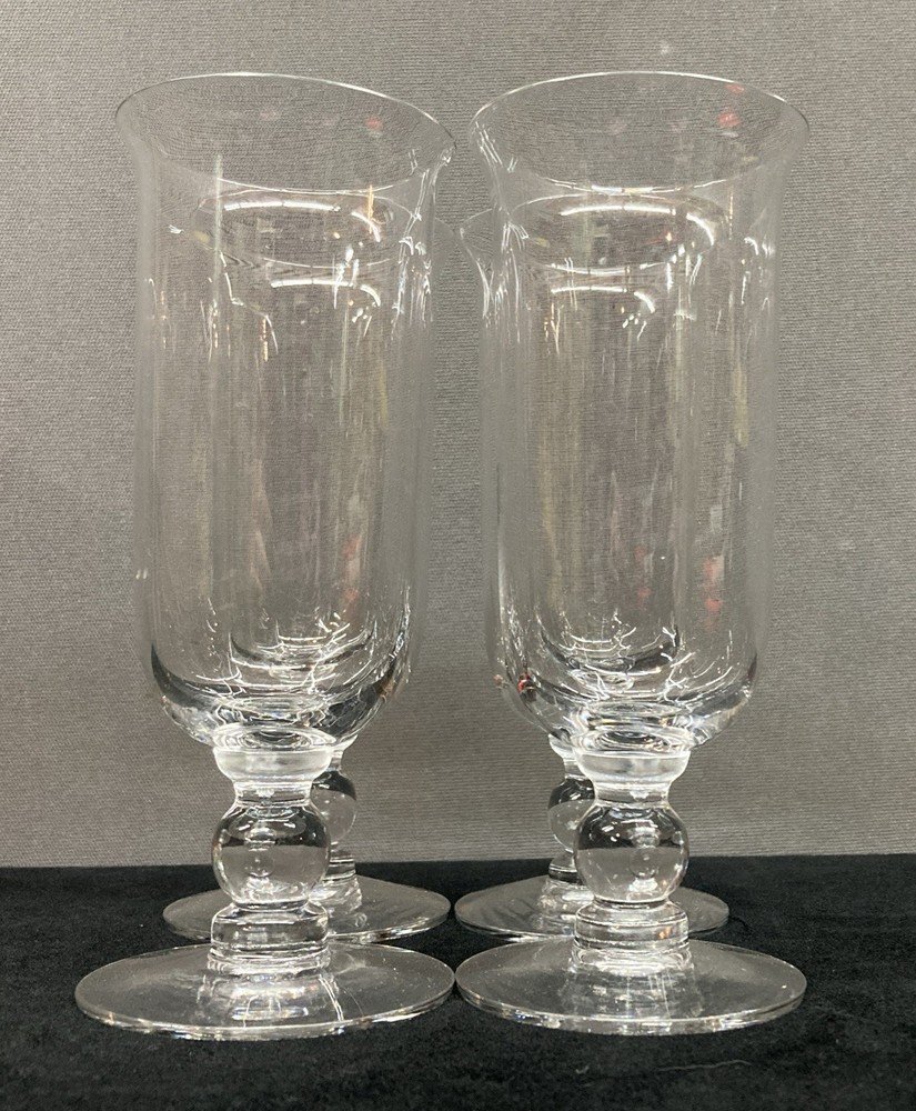 Clear Stemmed Tulip Shaped Champagne Flutes Set of 4