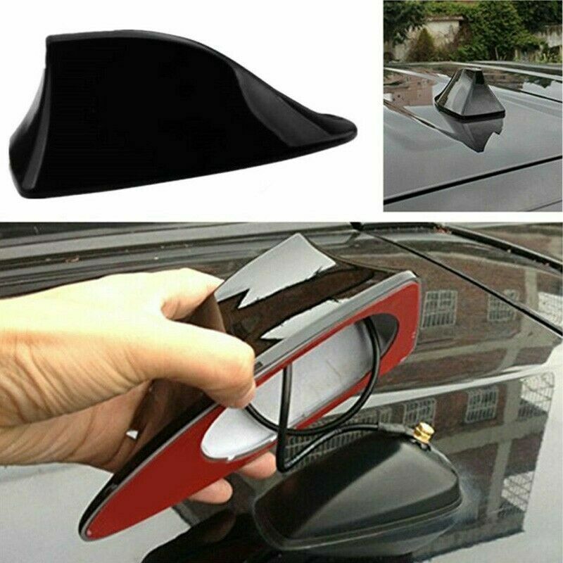 Black Shark Fin Roof Antenna Aerial FM/AM Radio Signal Decor Car Trim Universal