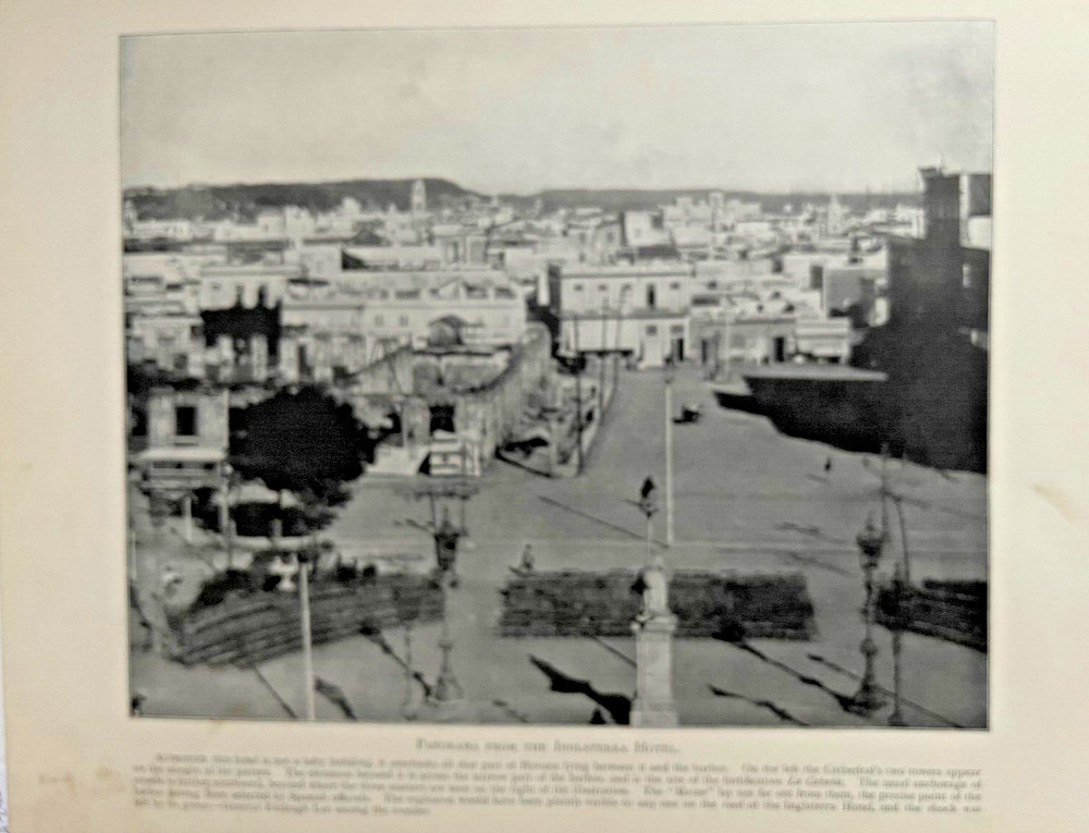 1898 Vintage Illustration View From The Inglaterra Hotel At Havana Cuba
