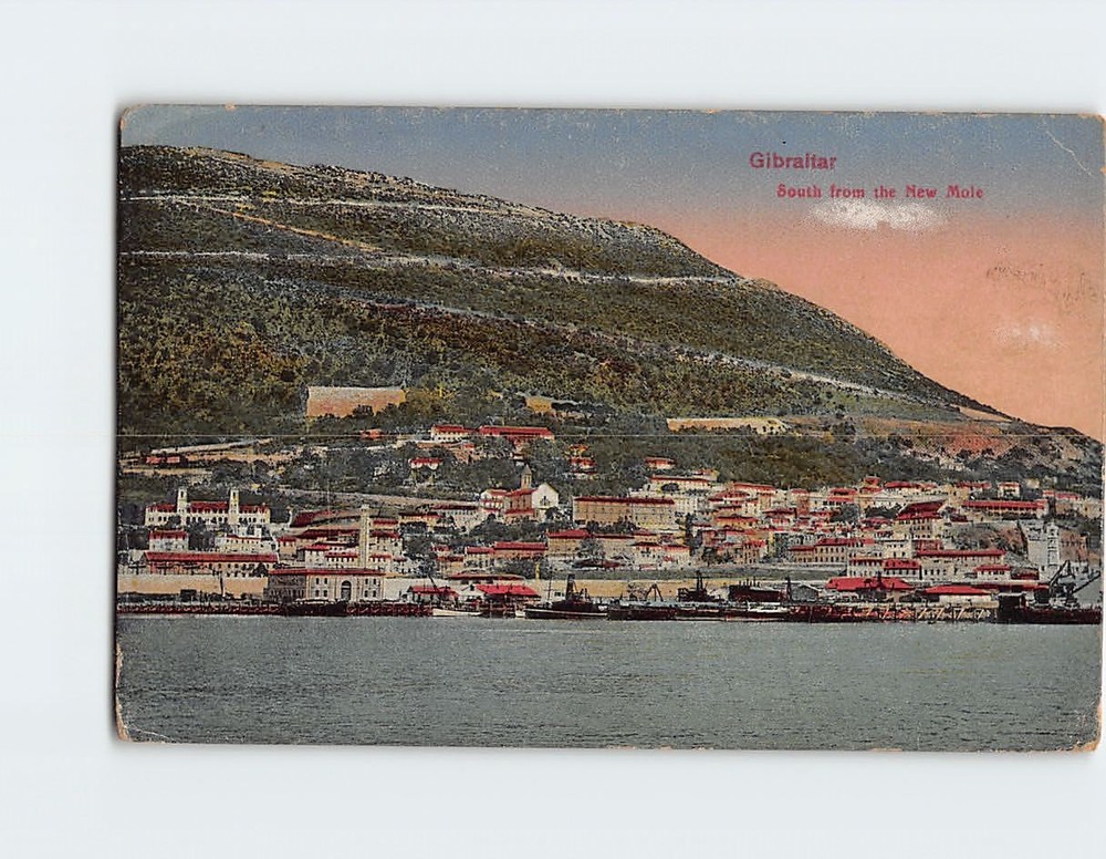 Postcard South from the Mole  Gibraltar British Overseas Territory