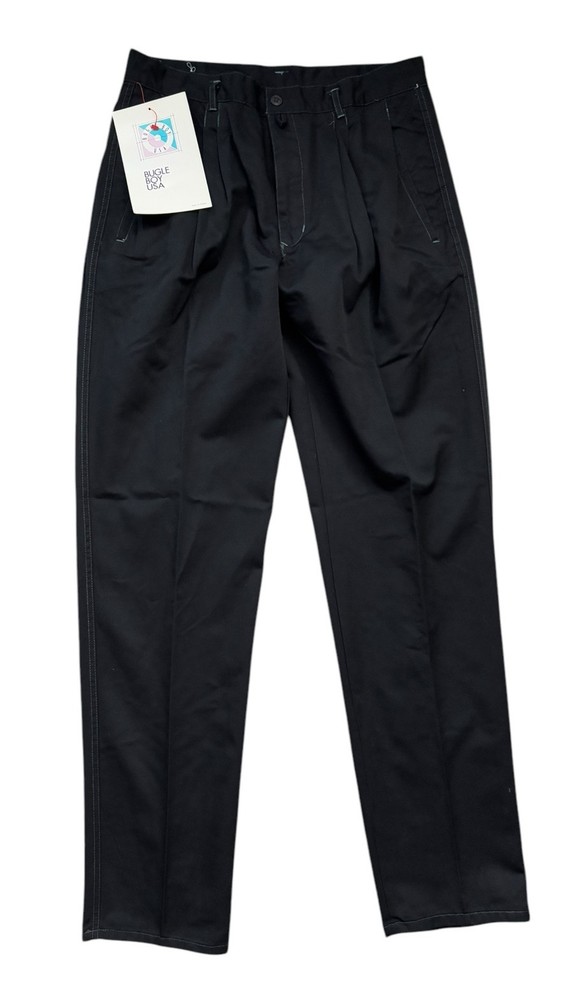 Vintage NEW Bugle Boy Pants Mens Size 30x32 Black Pleated Cotton Twill Old Stock